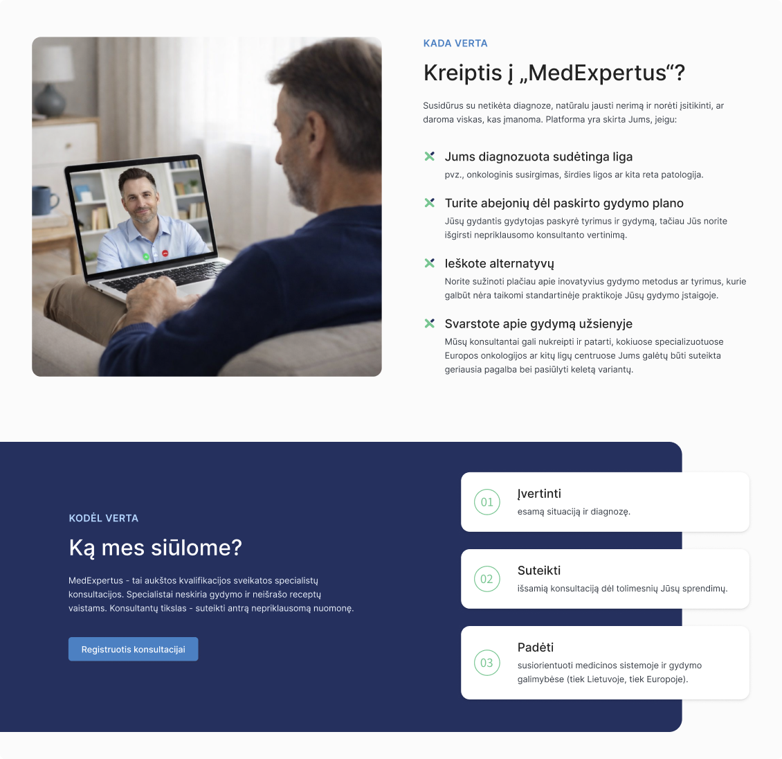 MedExpertus healthcare platform UX/UI design showing the consultation process, specialist search, appointment scheduling, and medical consultation interface.